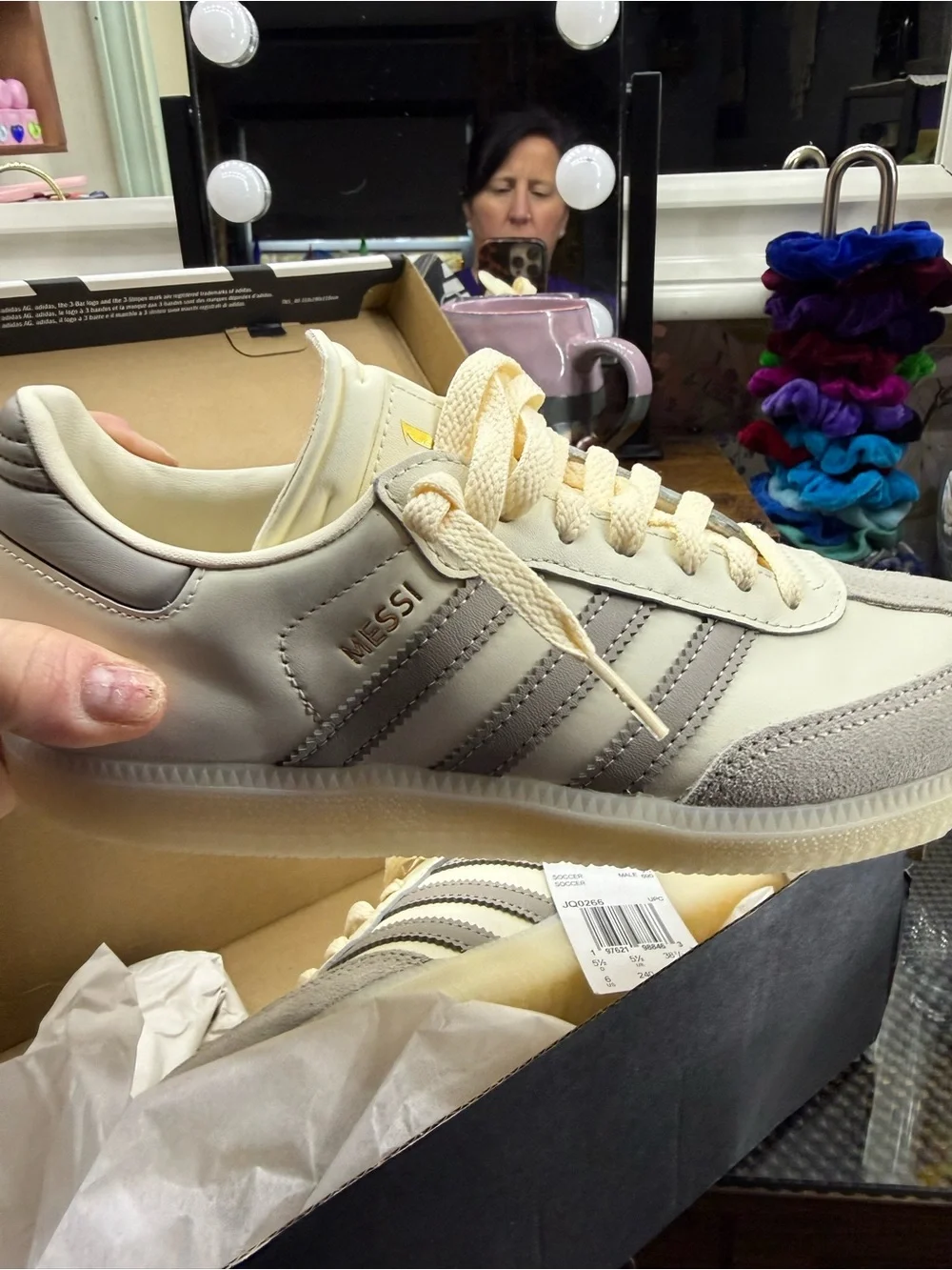 adidas Samba Messi Cream, Brown & Gold Sneakers